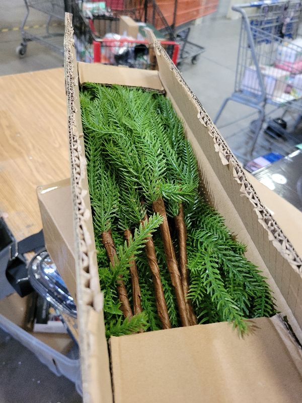 Photo 1 of 12 Pcs Realistic Christmas Pine 17.7 Inches norfolk pine stems with 5 Big Pinecone christmas decorations Lifelike Greenery Stems for Vases Cedar Wreaths Garland Outdoor Indoor Christmas Decorations