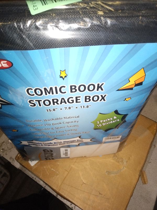 Photo 1 of 2 Pack Comic Book Storage Box - Foldable Portable Comic Books Holder & Organizer with Dividers, Large Capacity Fabric Washable Storage Box for Current/Silver/Golden Comics Collection and Magazine