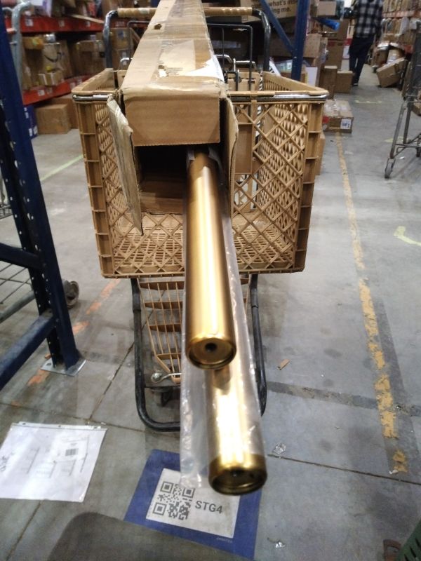 Photo 1 of 1 1/8 Inch Diameter Curtain Rods 144 to 240 Inches(12-20ft), Telescoping Heavy Duty Large Drapery Rod with Adjustable Aluminum Alloy Bracket, Solid End Caps for Windows Patio Decoration, Brushed Gold