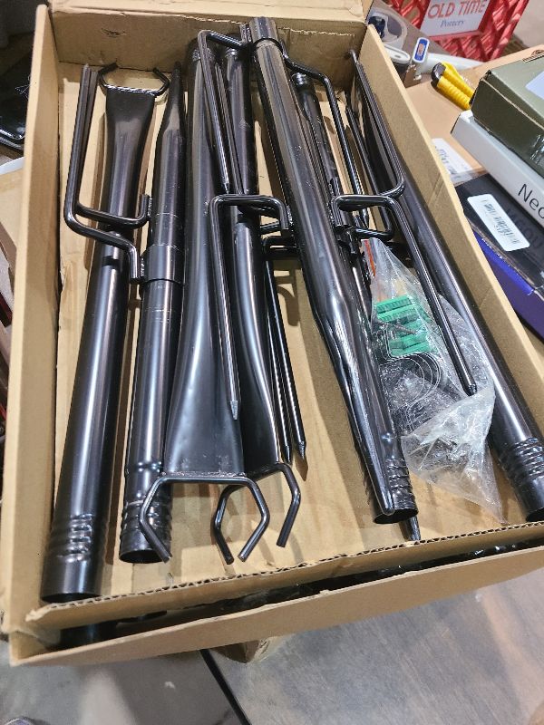 Photo 1 of 10Ft String Light Poles 4 Pack,Light Poles for Outside Lights,Outdoor with Fence Brackets Hanging Lights,Metal Stand Deck Patio Backyard