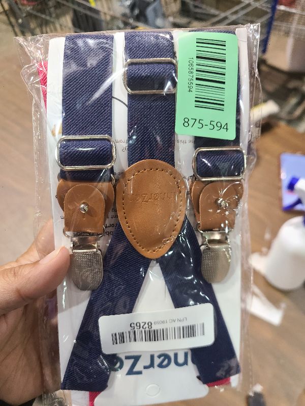 Photo 1 of 2 Pieces Dog Diaper Suspenders Escape Proof, Adjustable Belly Band for Male Dogs and Diaper Holder for Female Dogs in Heat, Washable & Reusable with 3 Clips(Navy Blue&Pink,S/M)