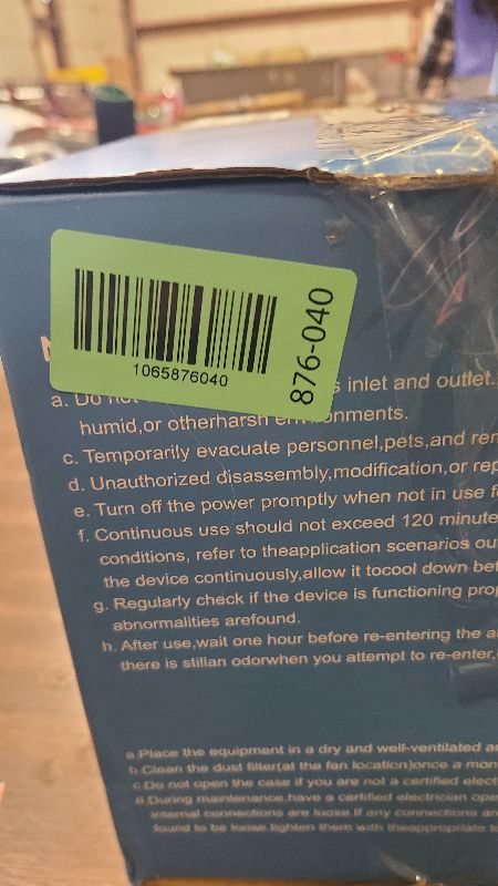 Photo 1 of 120,000mg/h 0zone Generator High Capacity Ozone Machine & 1 Billion Negative Ion Air Purifier for Home, Car, Pet Odor Removal, O3 Odor Eliminator up to 8,000 Sq. Ft.(Black)