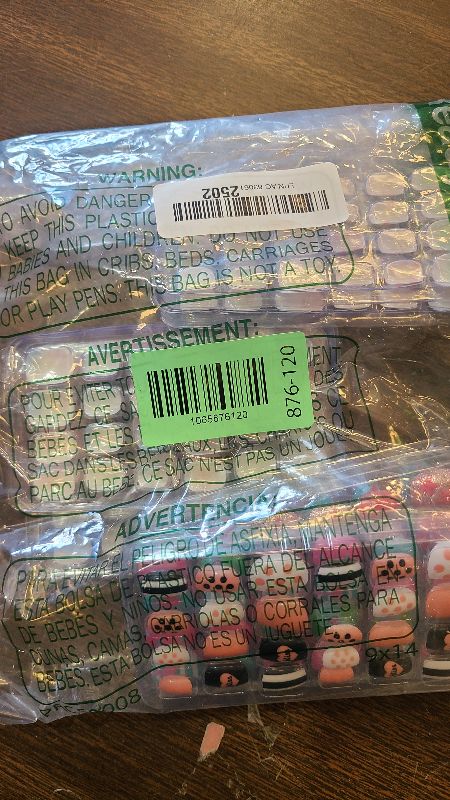 View 3 of 240 Pieces Fake Nails for Kids Girls Artificial Kids Press on Nails Pre Glue Full Cover Short Acrylic Stick On Nails False Nail Tips Kit for Children Little Girls Nail Art Decoration