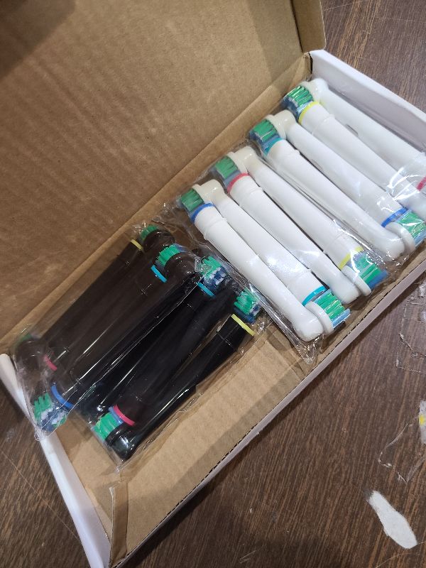 Photo 1 of 16 Pack Precision Replacement Brush Heads Compatible with Oral B Braun Electric Toothbrush. 8pcs White and 8pcs Black.