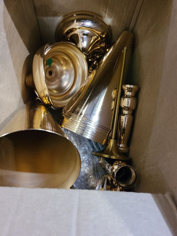 Photo 1 of 10 Pcs Tabletop Decoration Centerpiece, 14.4in Metal Wedding Flowers Small Gold Vase, Christmas Anniversary Birthday Party Home Decoration Flower Arrangement