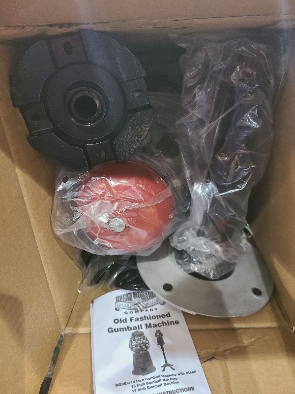 Photo 1 of 15” Gumball Machine with Stand and Coin Bank - Bubble Gum Machine Candy Dispenser Vending Machine with Glass Globe and Metal Base - Vintage Style Gum Ball Machine by Great Northern Popcorn (Red)