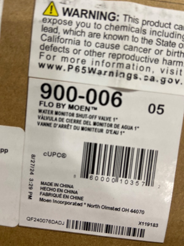 Photo 1 of Moen Flo Smart Water Monitor and Automatic Shutoff Sensor, Wi-Fi Connected Water Leak Detector for 1-Inch Diameter Pipe, 900-006