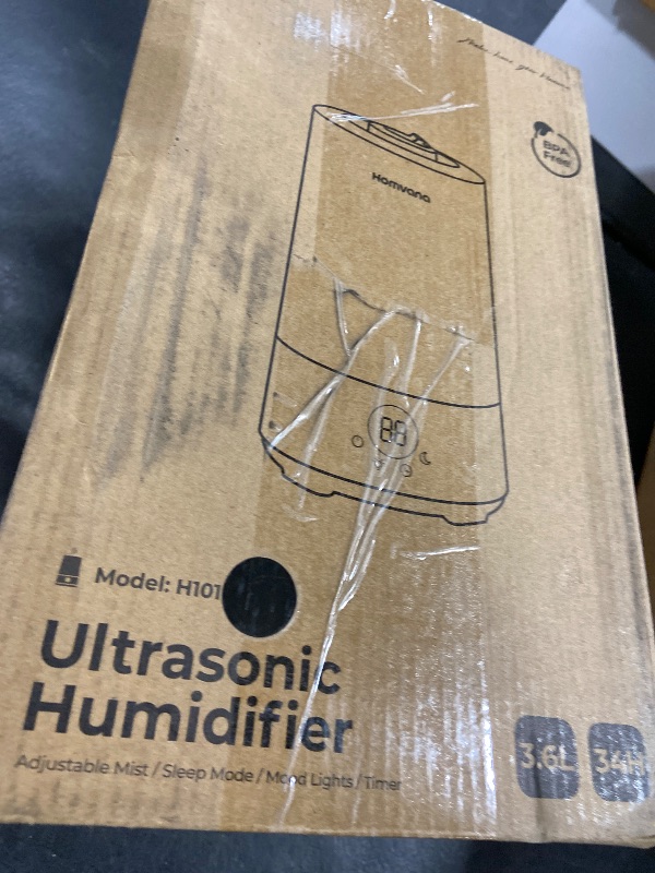 Photo 1 of Homvana Humidifiers for Bedroom Home, 3.6L Cool Mist Top-Fill 34H Super Long Time, Quiet 23dB, Baby Humidifier, Oil Diffuser for Large Room, House, Plant, Nursery, Office, BPA FREE, Ultrasonic (Black)