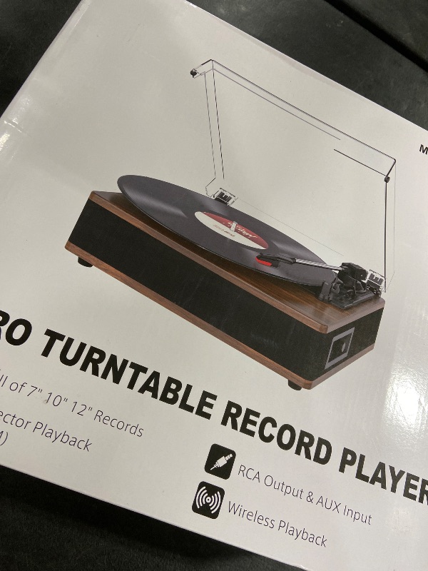Photo 1 of Vinyl Record Player Bluetooth Turntable with Built in Stereo Speakers Belt Drive 3 Speeds Turntables for Vinyl Records Support RCA Output, Aux in, Auto Stop Walnut Wood