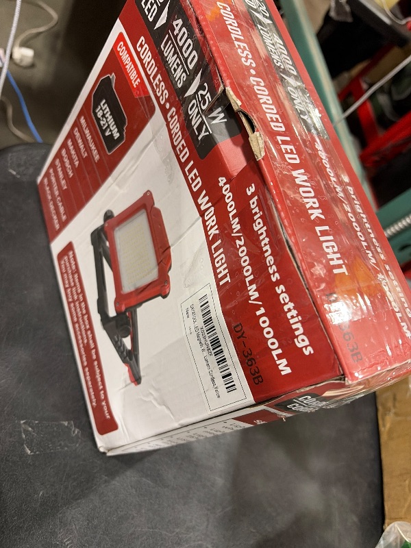 Photo 1 of DAYATOOL 4000Lumens Cordless Magnetic LED Work Flood Light, Compatible for Dewalt Makita 20V Milwaukee 18V m18 Rechargeable Lithium Tool Battery, Portable LED Work Light for Under Hood, Yellow