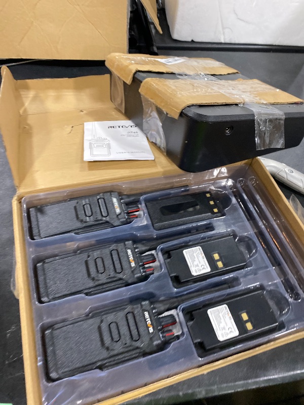 Photo 1 of Missing charger and one walkie-talkie-----------------------------------------------------------------------------------------------------Retevis RT48 Waterproof Walkie Talkies,Heavy Duty Rugged 2 Way Radio,IP67 Dustproof,Waterproof up to 1m/30min,1200mAh