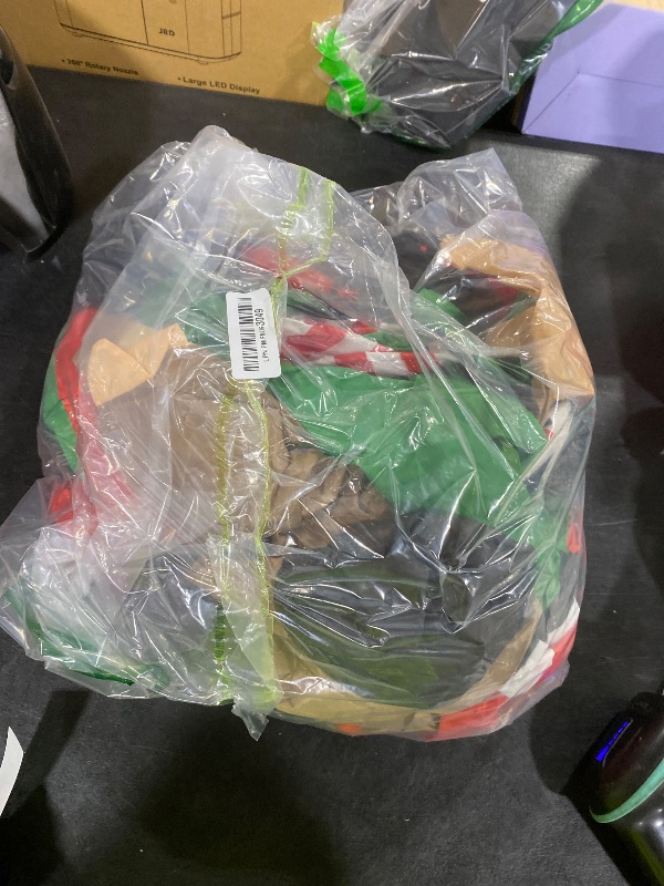 Photo 1 of Rocinha 8FT Hanging Christmas Inflatable Outdoor Decoration, Christmas Inflatables Reindeer Pulling Climbing Santa and Falling Elf, Blow Up Christmas Decorations Outdoor Hanging Xmas Decorations