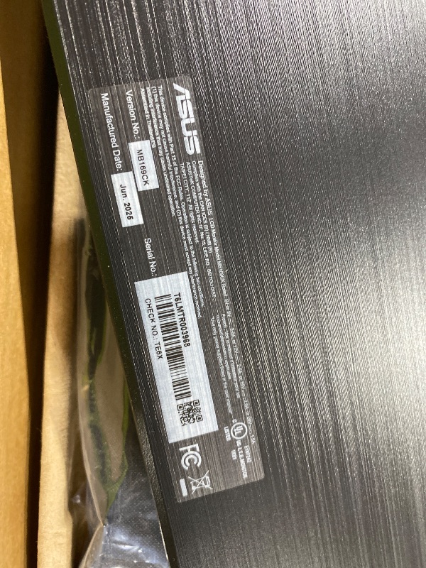 Photo 1 of ASUS ZenScreen 16” Portable USB Monitor (MB169CK) - Full HD, IPS, Dual USB-C, Mini-HDMI, Eye Care, Flicker Free, Blue Light Filter, Anti-Glare Surface, 360° Kickstand, 3 yr
Warranty
No wall adapter included view pictures for chords that are included HdM