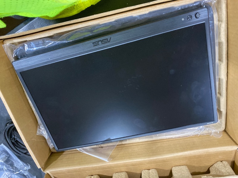 Photo 1 of ASUS ZenScreen 16” Portable USB Monitor (MB169CK) - Full HD, IPS, Dual USB-C, Mini-HDMI, Eye Care, Flicker Free, Blue Light Filter, Anti-Glare Surface, 360° Kickstand, 3 yr
Warranty
No wall adapter included view pictures for chords that are included HdM