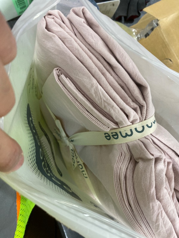 Photo 1 of MooMee Bedding Duvet Cover Set 100% Washed Cotton Linen Like Textured Breathable Durable Soft Comfy (Heathered Greyish Pink, Twin 68"x90")