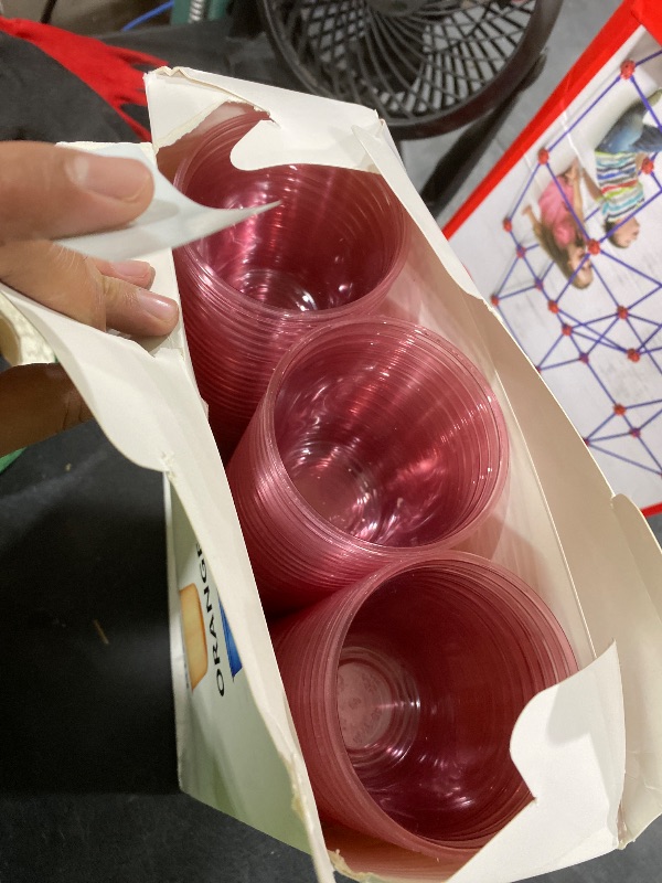 Photo 1 of 100pcs 12oz Disposable Stemless Glasses,PET Disposable Drinking Cups,Cold Party Clear Plastic Wine Glasses for Parties Birthday,Wedding,Meeting,Christmas Party Supplies. (Pink)