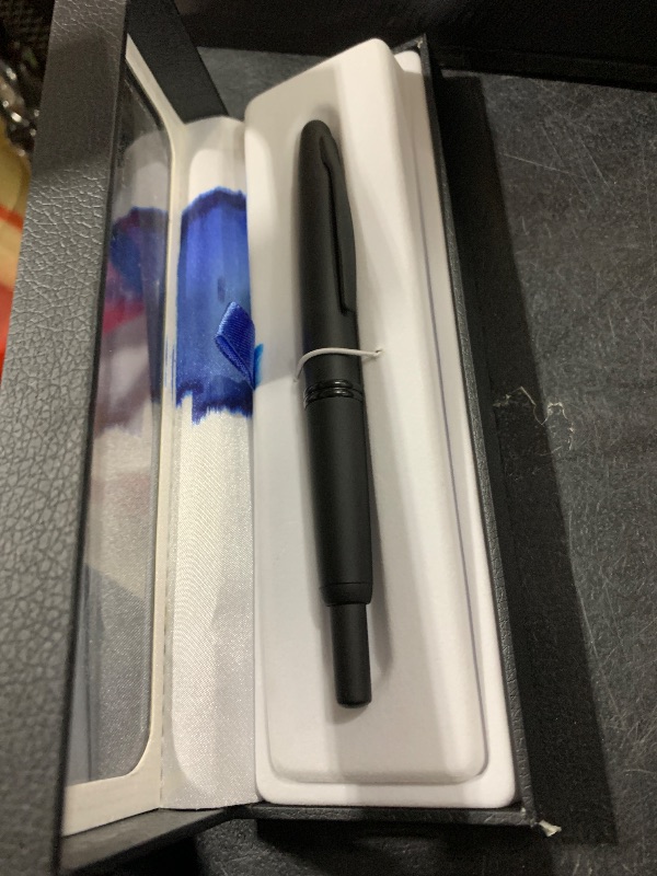 Photo 1 of PILOT Vanishing Point Collection Refillable & Retractable Fountain Pen, Matte Black Barrel, Blue Ink, Broad Nib (60582)