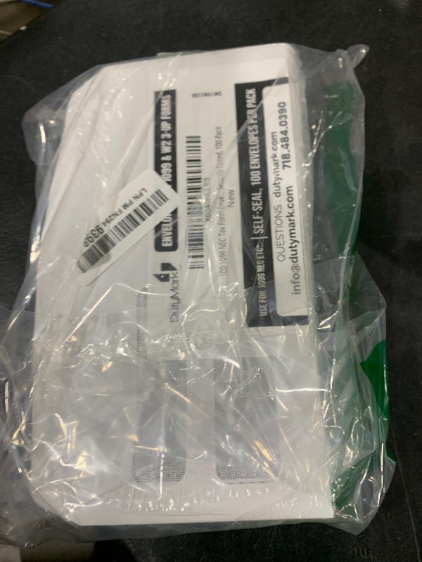 Photo 1 of 100 1099 NEC Tax Form Envelopes, Designed for Printed 1099 NEC Forms Self-Seal, Double-Window, Security Tinted, 100 Pack