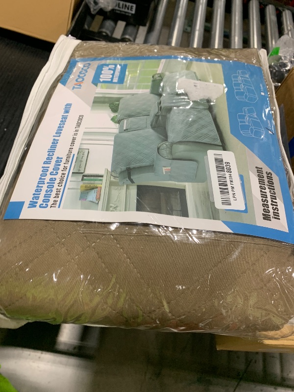 Photo 1 of TAOCOCO Waterproof Loveseat Recliner Cover with Console, Non-Slip Reclining Loveseat with Console Cover with Pocket, Split Recliner Sofa Covers Furniture Protector for Pets Dogs(2 Seater, Taupe)