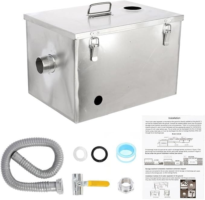 Photo 1 of Commercial Grease Trap,Greap Interceptor, Commercial Grease Trap Stainless Steel Interceptor Oil Water Separator Kitchen (400x250x250mm)