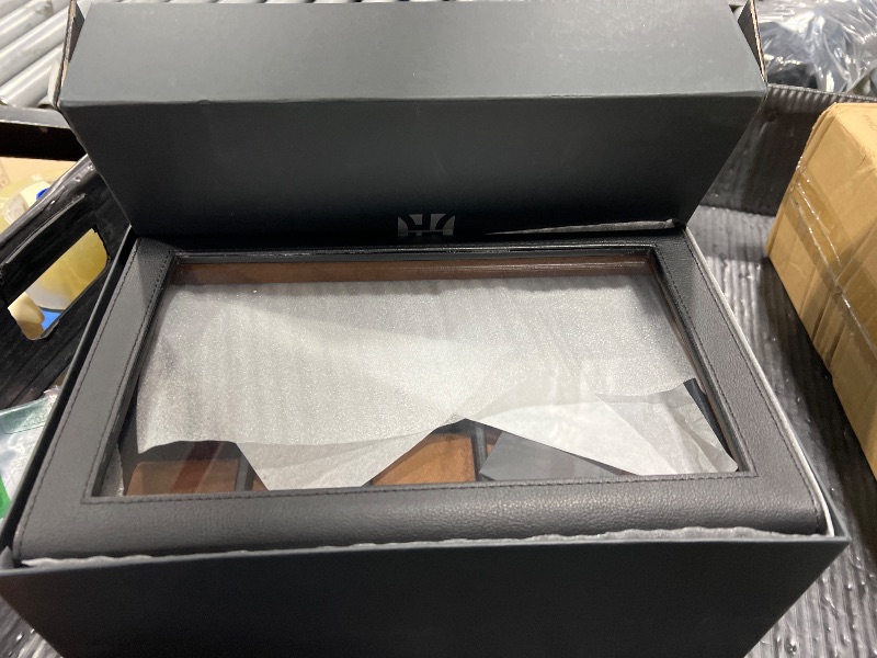 Photo 1 of HELMDY Leather Watch Box with Drawer-10 Slots Locking Jewelry Watches Holder for Men-Luxury Watch Case Display Organizer-2 Tier Organizer Watch Showcase-Storage Case