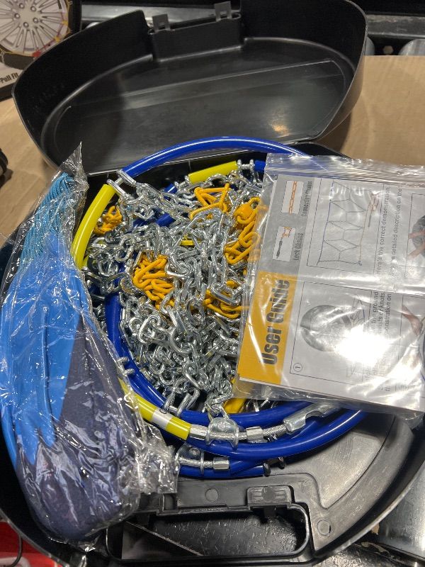 Photo 1 of Snow-Chains Auto Fixing 1 Min Quick Fit Easy Installation Tire-Chains, Portable Reusable Universal Emergency Tire Traction Chain for Passenger Car, Pickup Trucks and SUV - Set of 2 (HKN-150)