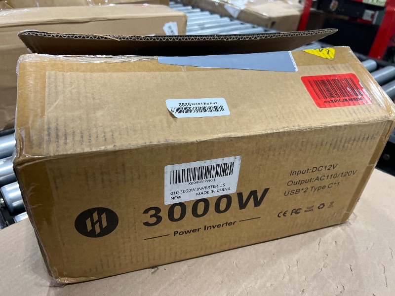 Photo 1 of 3000W Power Inverter 12V DC to 110V/120V AC Converter for RV/Truck/Boat/Camping/Off-Grid Solar Car Power Inverter Peak Power 6000W with 3 AC Outlets,USB & Type-C Port, Remote Controller & LCD Screen