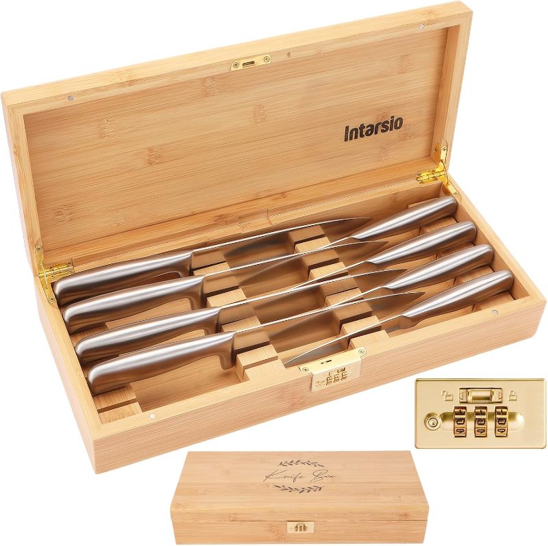 Photo 1 of Upgraded Lockable Large Bamboo Knife Storage Box with Magnetic Removable Knife Blocks for Easy, Quick and Safe Culinary Tools Storage, Keyless Kitchen.