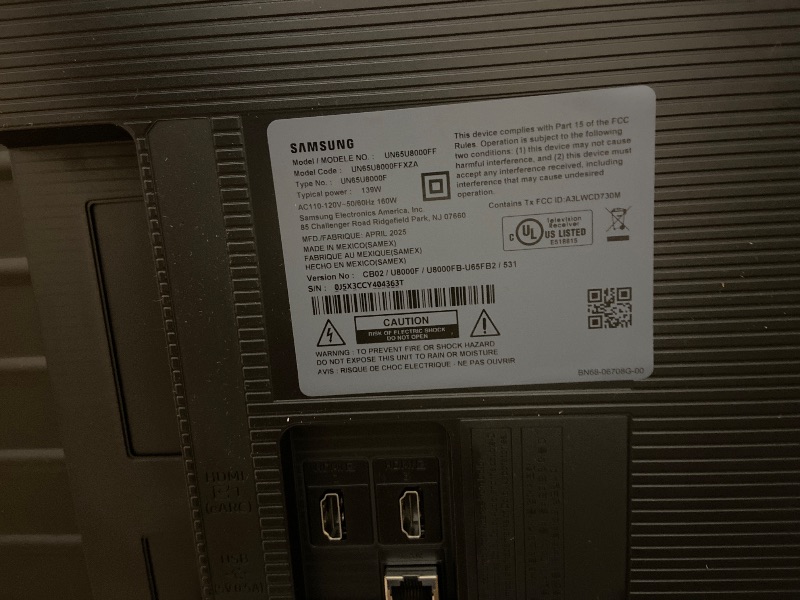 Photo 1 of Samsung 65-Inch Class Crystal UHD U8000F 4K Smart TV (2025 Model) Endless Free Content, Crystal Processor 4K, MetalStream Design, Knox Security, Alexa Built-in