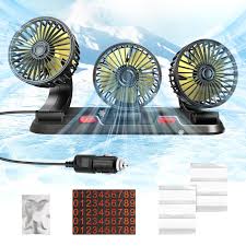 Photo 1 of Portable 3-Head Car Cooling Fan - 2-Speed Adjustable, 360° Rotating, Cigarette Lighter Plug, Powerful Airflow for Vehicles, RVs, and SUVs
