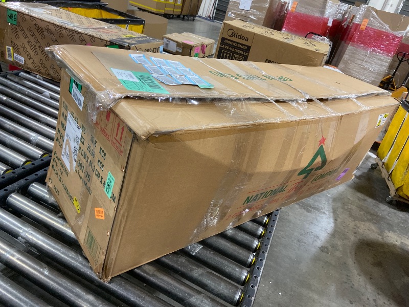 Photo 1 of National Tree Company 7.5 ft Pre-Lit Jersey Fraser Fir Full Artificial Christmas Tree, 1,250 Multicolor Lights, 3,144 Tips, Includes Stand, Green