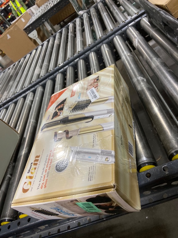 Photo 1 of Shark Glam Ceramic & Powerful Air Styling & Drying System, with Silki Straightener & Shark Glossi Air Glosser, for Drying, Curling, Straightening & Glossing, Gold, HD6051S (Straight & Wavy Hair)