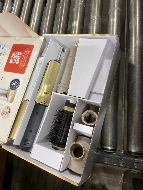 Photo 1 of Shark Glam Ceramic & Powerful Air Styling & Drying System, with Silki Straightener & Shark Glossi Air Glosser, for Drying, Curling, Straightening & Glossing, Gold, HD6051S (Straight & Wavy Hair)