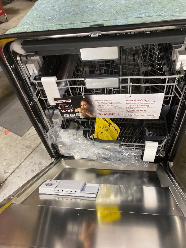 Photo 1 of Sharp SDW6726MS 24-inch Stainless Steel Dishwasher, 47 dB Library Quiet, Third Rack, Power Wash Sprayer, 12 Place Settings,