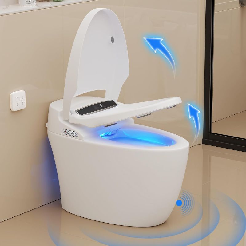 Photo 1 of Vipbear Smart Toilet with Heated Seat and Night Light, Tankless Toilets for Bathroom, Modern One Piece Toilet Standard Comfort Height Toilet with Auto Flush, Auto Open Close Lid/Seat,Slow Close, ADA