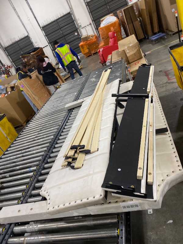 Photo 1 of Taomika, Queen Size Upholstered Platform Bed Frame with Nailhead Trim Adjustable Height Headboard and Wood Slats-Beige