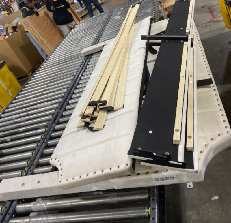 Photo 1 of Taomika, Queen Size Upholstered Platform Bed Frame with Nailhead Trim Adjustable Height Headboard and Wood Slats-Beige