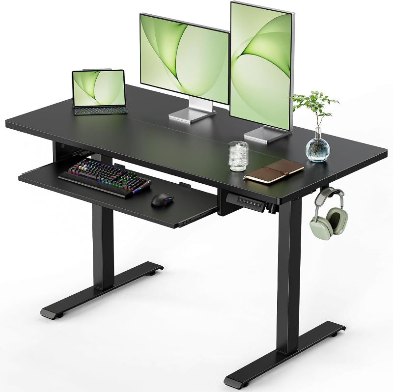 Photo 1 of Marsail Standing Desk Adjustable Height with Keyboard Tray Black 55inch