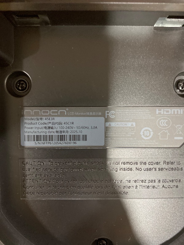 Photo 1 of INNOCN 45 Inch 5K2K 5120 x 1440p 120Hz Ultrawide Curved Gaming Monitor, R1500, HDR400, USB Type-C 65W Power Delivery, PIP/PBP, Built-in Speaker, Height Adjustable, Black