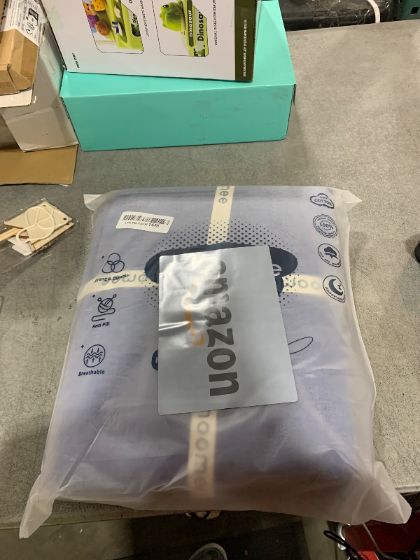 Photo 1 of MooMee Bedding Sheet Set 100% Washed Cotton Linen Like Textured Breathable Durable Soft Comfy (Heathered Blue, Full)