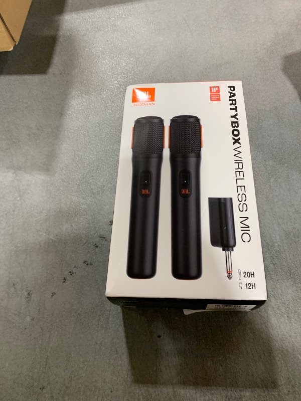 Photo 1 of JBL PartyBox Wireless Mic - 2X Digital Wireless Microphones, Rechargeable Battery (20hrs - 700mAh), Clear Voice, Crisp Sound, Stable 2.4GHz Connection, Compatible with All PartyBox Speakers (Black)