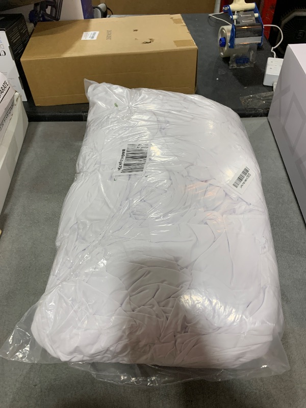 Photo 1 of 10 ft x 10 ft Wrinkle Free White Backdrop Curtains for Wedding Parties, Polyester Photography Backdrop Drapes for Birthday Parties Stage Backdrop Stand, 2 Panels 5x10FT Background Curtains