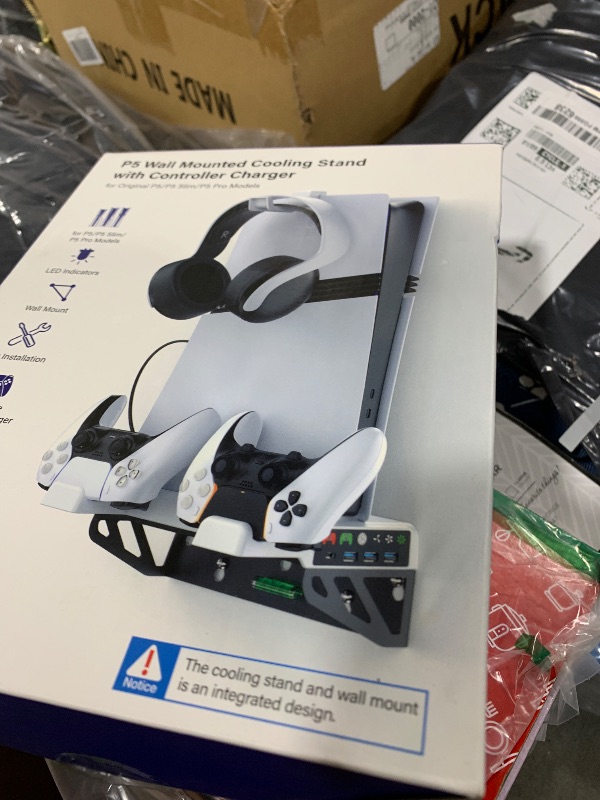 Photo 1 of PS5/Slim/Pro Wall Mount Kit with Cooling Fan & Charging Station, PS5 Shelf Floating Mount for All PlayStation 5/Slim/Pro Disc & Digital Console, PS 5 Wall Bracket Behind TV, PS Five Pro Accessories