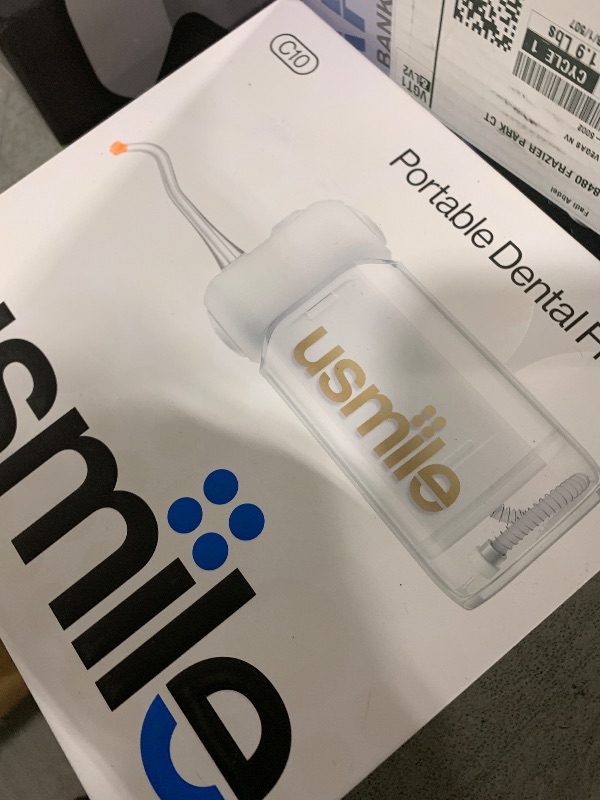 Photo 1 of usmile C10 Portable Water Flosser – Travel-Friendly, 95-Day Battery, 4 Modes, 360° Nozzle, 180ml Tank, IPX7 Waterproof, Dentist-Recommended for Braces, Implants & Sensitive Gums (White)