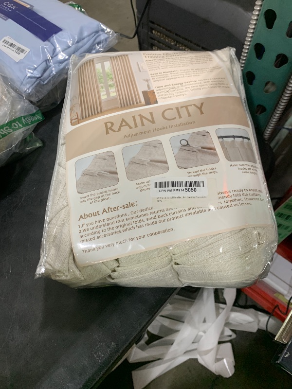 Photo 1 of Natural Pinch Pleated Curtains 105 Inches Long Set of 2, Linen Drapes Back Tab with Hooks,Light Filtering Window Curtain Panels for Living Room 70 Width 105 Length