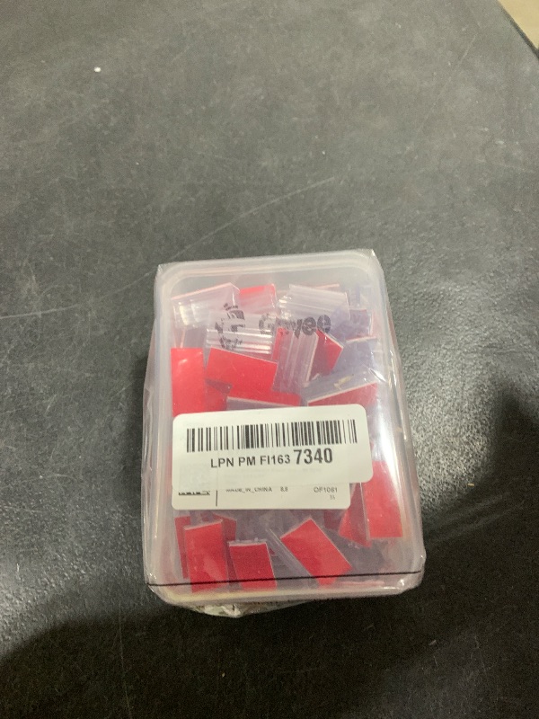 Photo 1 of 100 Pcs Self Adhesive Sneeze Guard Holder Acrylic Panels Name Tag Holders for Desks Ticket Sign Adhesive Clips for Cards Photos 1 x 0.5 x 0.5''