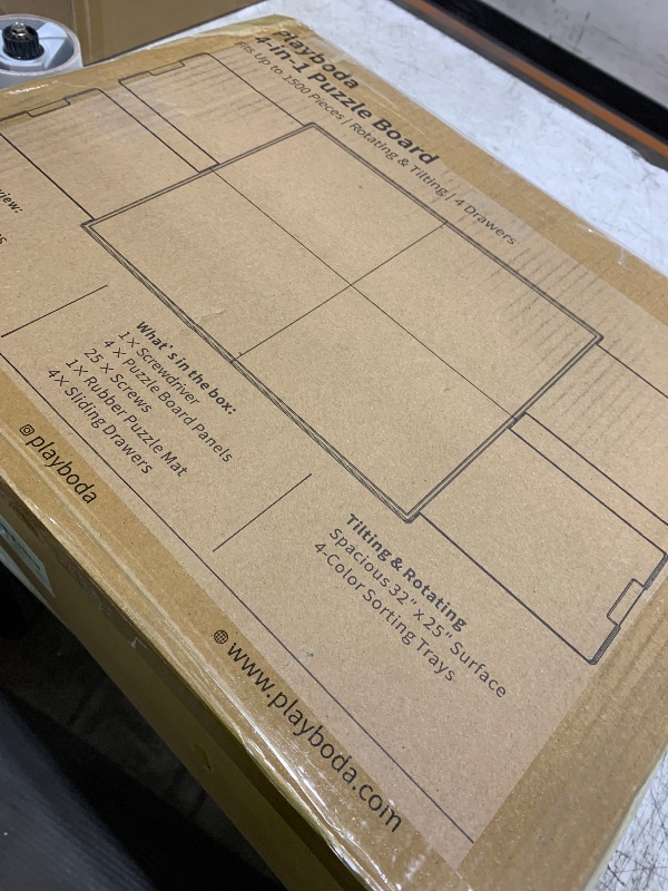 Photo 1 of Playboda 2-in-1 Rotating & Tilting Puzzle Board for 1500?Piece Puzzles with 4 Color Drawers and Cover, 32"x24" Portable Spinning Plastic Jigsaw Puzzle Table for Adults