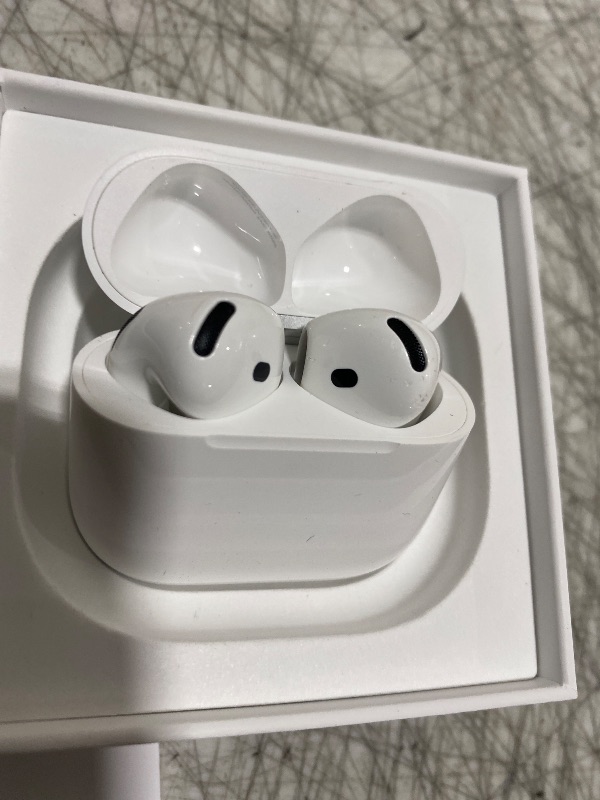 Photo 1 of Apple AirPods 4 Wireless Earbuds, Bluetooth Headphones, Personalized Spatial Audio, Sweat and Water Resistant, USB-C Charging Case, H2 Chip, Up to 30 Hours of Battery Life, Effortless Setup for iPhone