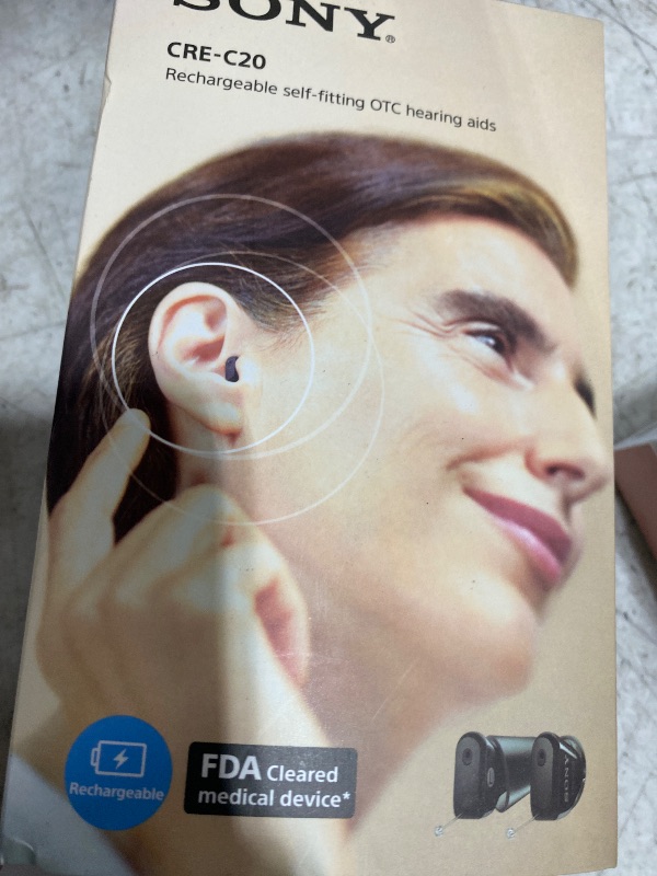 Photo 1 of Sony CRE-C20 Self-Fitting OTC Hearing Aids for Mild to Moderate Hearing Loss, Prescription-Grade Sound Quality, Compact Virtually Invisible Design, Customizable App, and Rechargeable Battery