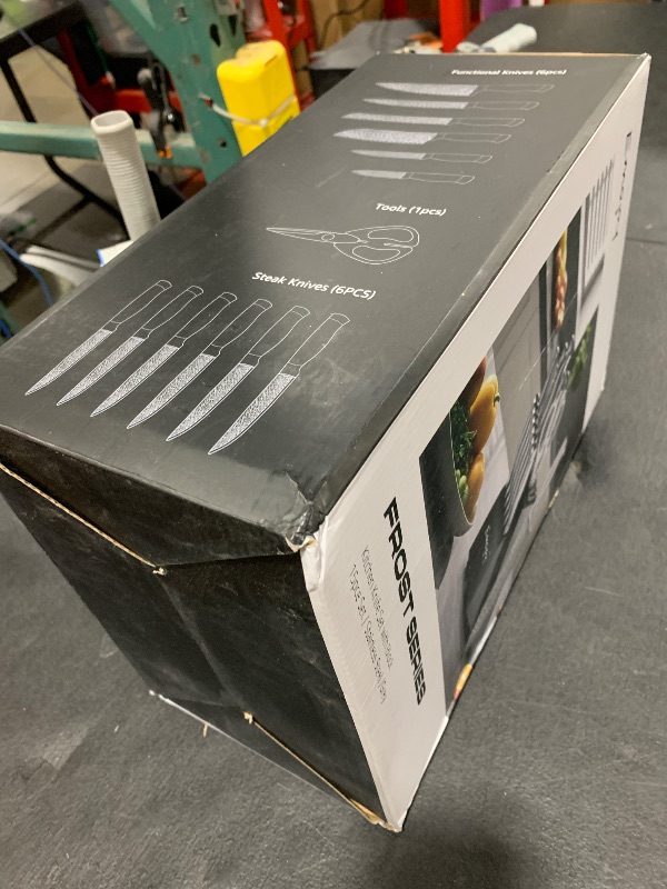 Photo 1 of Knife Set, Emojoy 15 Pieces Kitchen Knife Block Set with Built-in Sharpener, High Carbon Stainless Steel Sharp Knife Block Set with Hollow Handle